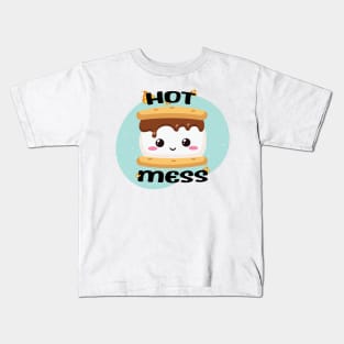 Funny Kawaii Smores Hot Mess Kids T-Shirt